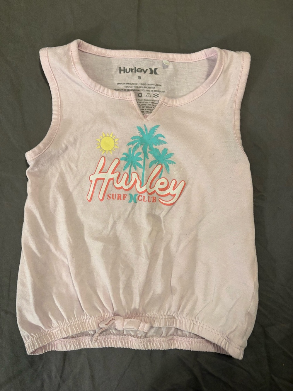 Hurley Light Pink Surf Club Palm Graphic Tank